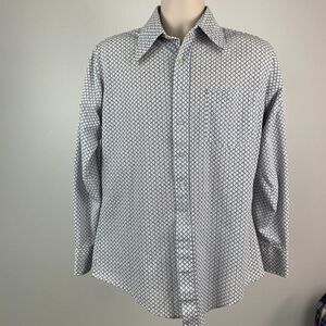 Fleetline Shirt sz M Button Front Vintage 70's Dagger Collar Blue Pattern